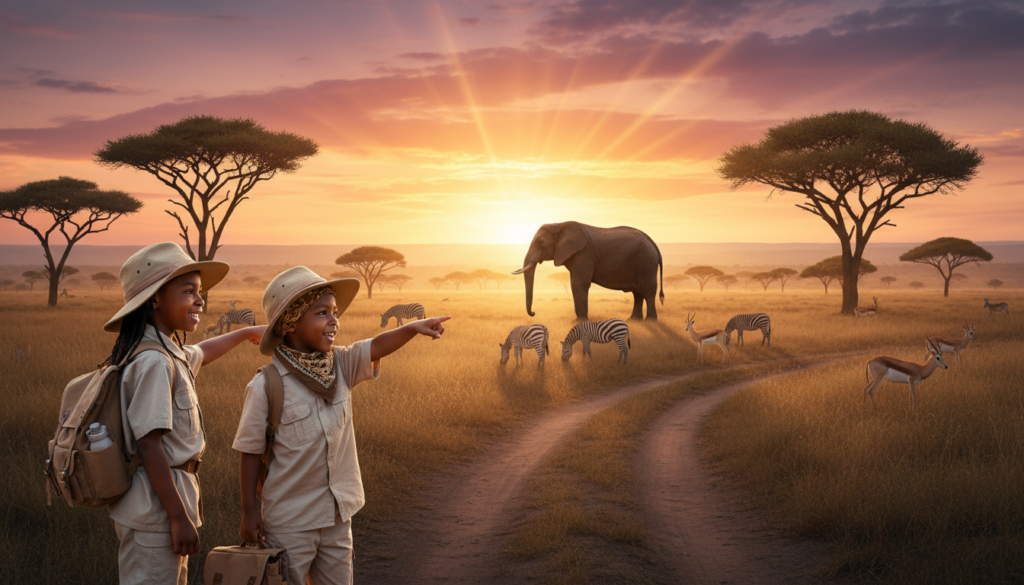 children on safari Africa children on safari Africa