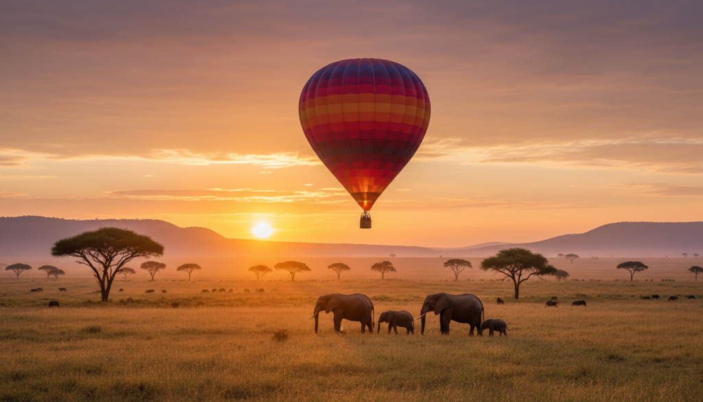 sunrise balloon safari Africa